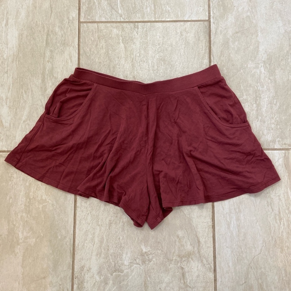 Y2K Burgundy Flowy Shorts